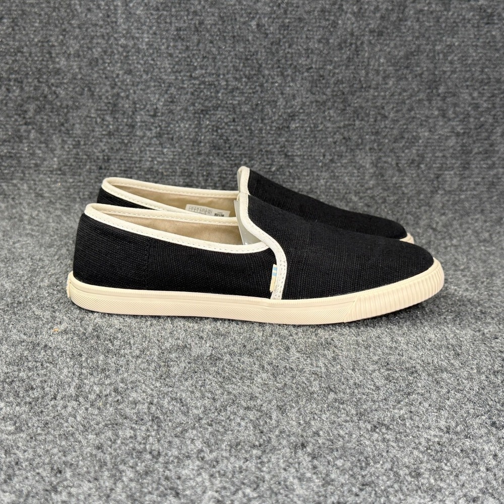 Toms Clemente Slip On Shoes Womens 7 Black Heritage Canvas Casual Summer Loafers